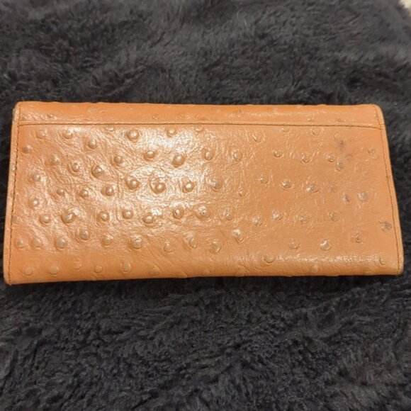 Kate Spade Combo Large Catalina purse and wallet in Cognac Ostrich leather - Picture 3 of 12